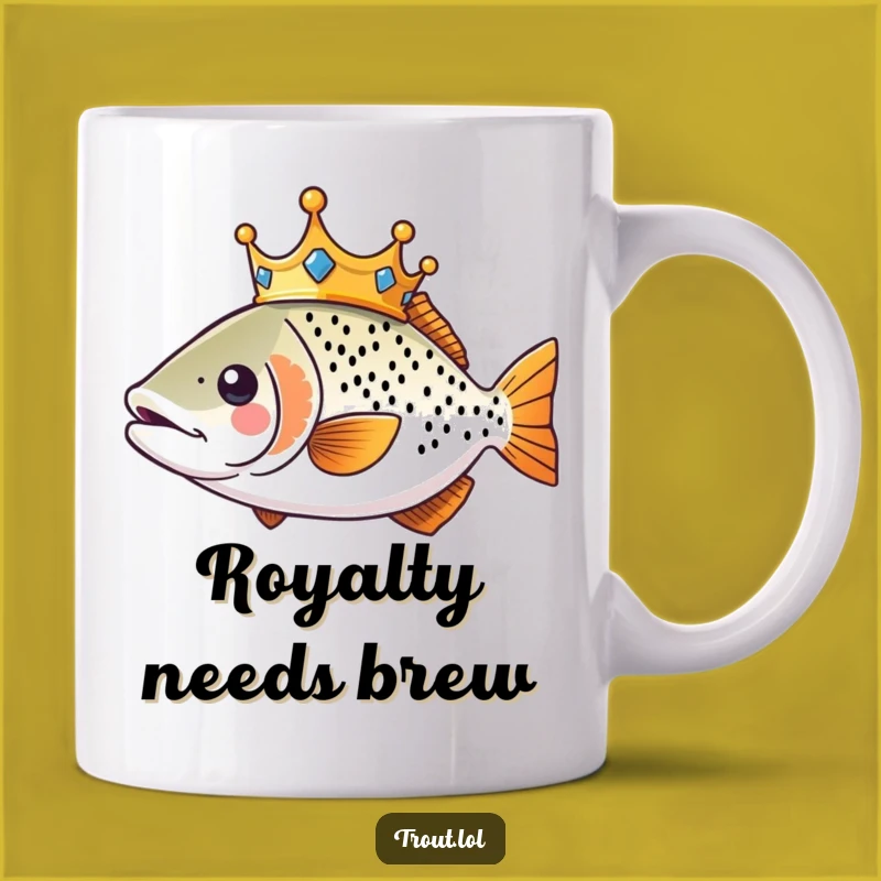 Funny Royal Kawaii Trout Mug: Regal Fish Crown Gift for Trout Lovers