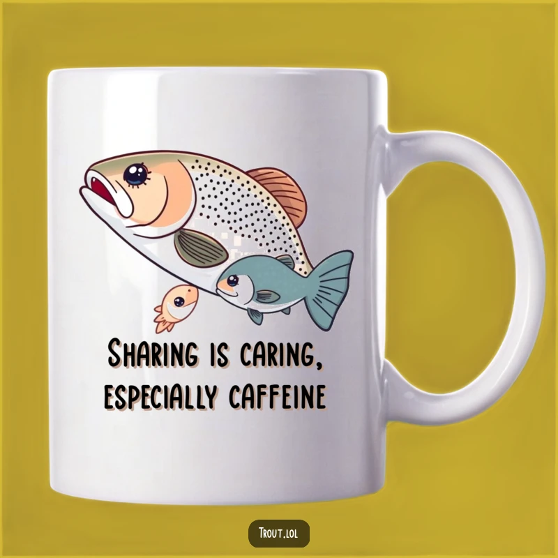 Funny Sharing Trout Mug - A Heartwarming & Hilarious Aquatic Friendship Gift