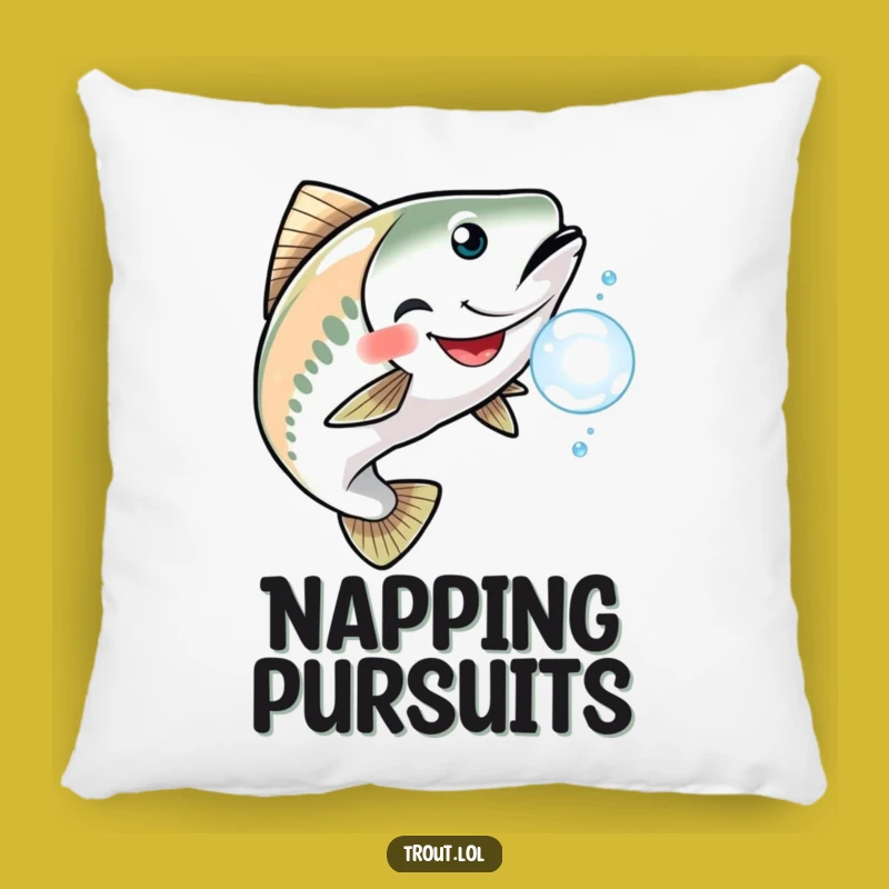 Funny Grinning Trout Pillow: Chasing Bubble Fun - Soft & Playful