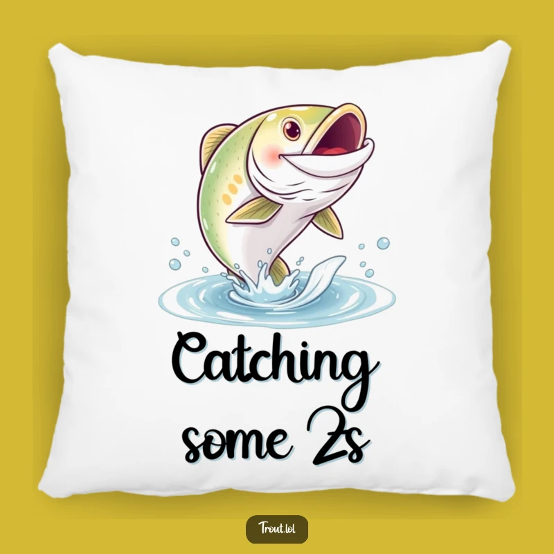 Funny Grinning Trout Pillow - Soft Aquatic Accent, Cute Funny Gift