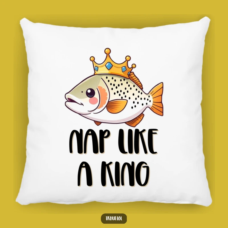Funny Kawaii Trout Pillow: Cozy Royal Fish Cushion, Hilarious Gift