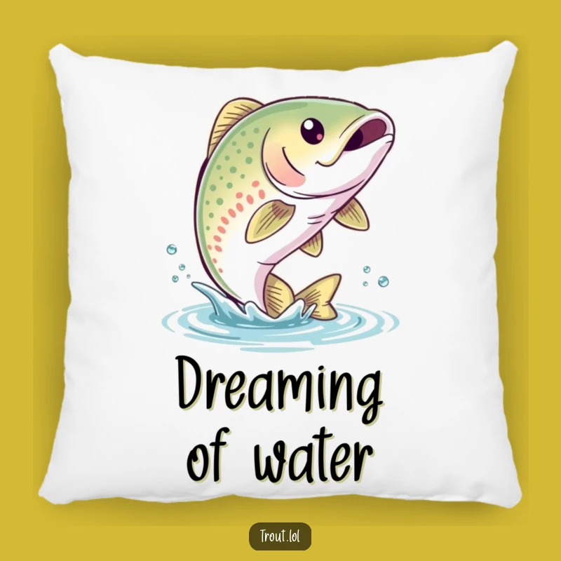 Funny Trout Leap Pillow: Cozy Up with Aquatic Humor and Bubbly Comfort