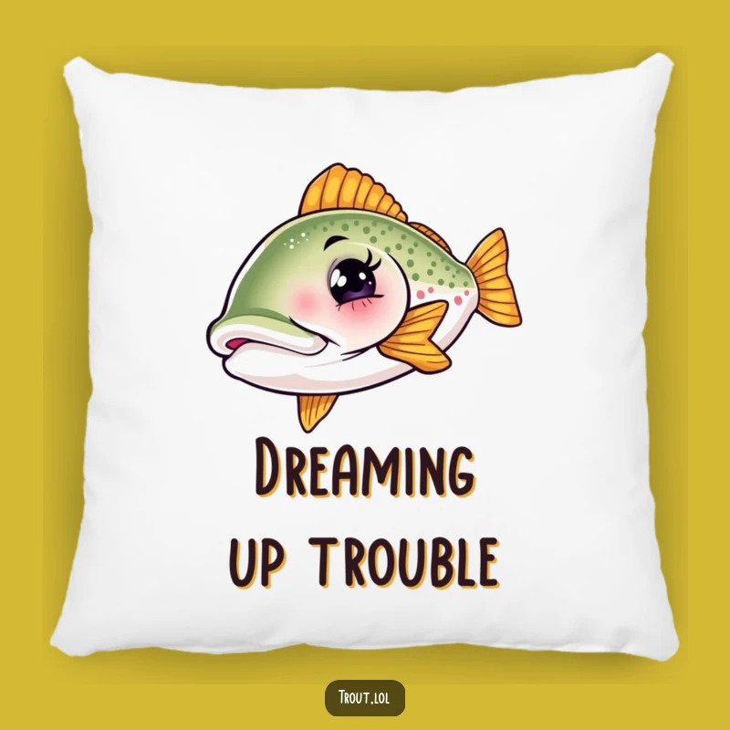 Funny Winking Trout Pillow - Cozy Comfort with a Comical Aquatic Friend