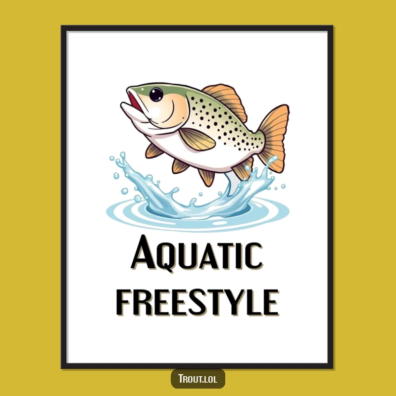 Instant Funny Trout Splash Digital Art: Downloadable Fish Tail Delight, Easy Funny Gift