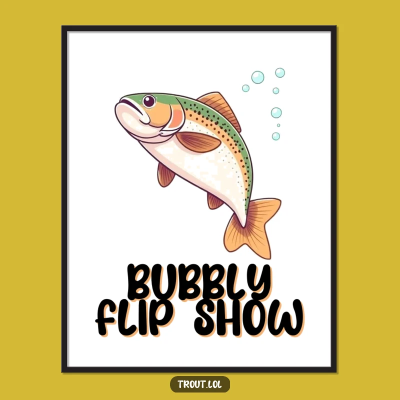 Funny Flipping Trout Digital Art: High-Quality Underwater Elegance