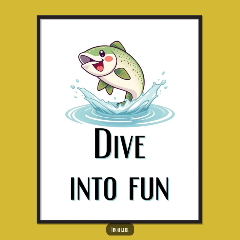 Funny Jumping Trout Digital Print: High-Res Aquatic Art for a Splash of Joy