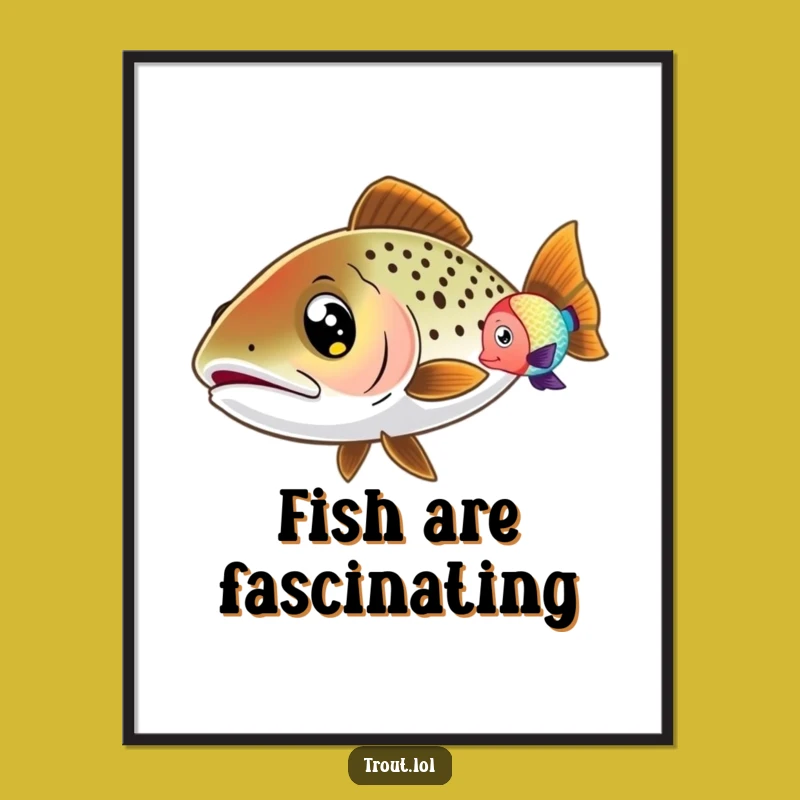Funny Wide-Eyed Trout Digital Art: Curious Print for Hilariously Wonderful Home Decor