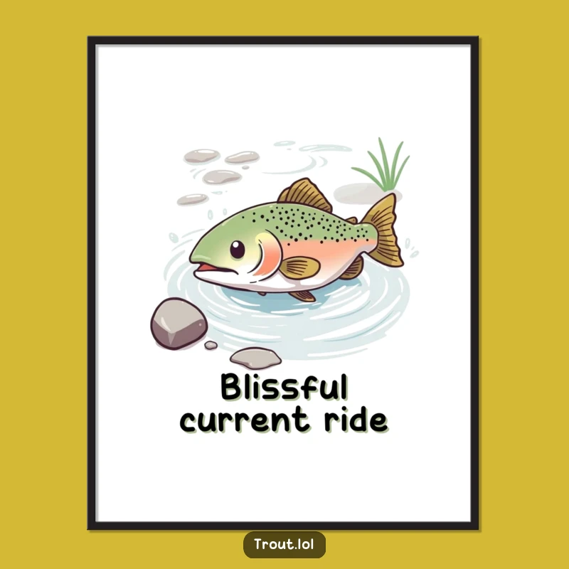 Funny Blissful Trout Digital Art: Instant Serenity for Your Walls!