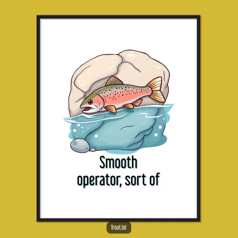 Funny Bumping Trout Digital Art: Clumsy Fish Wall Decor, Perfect Funny Gift