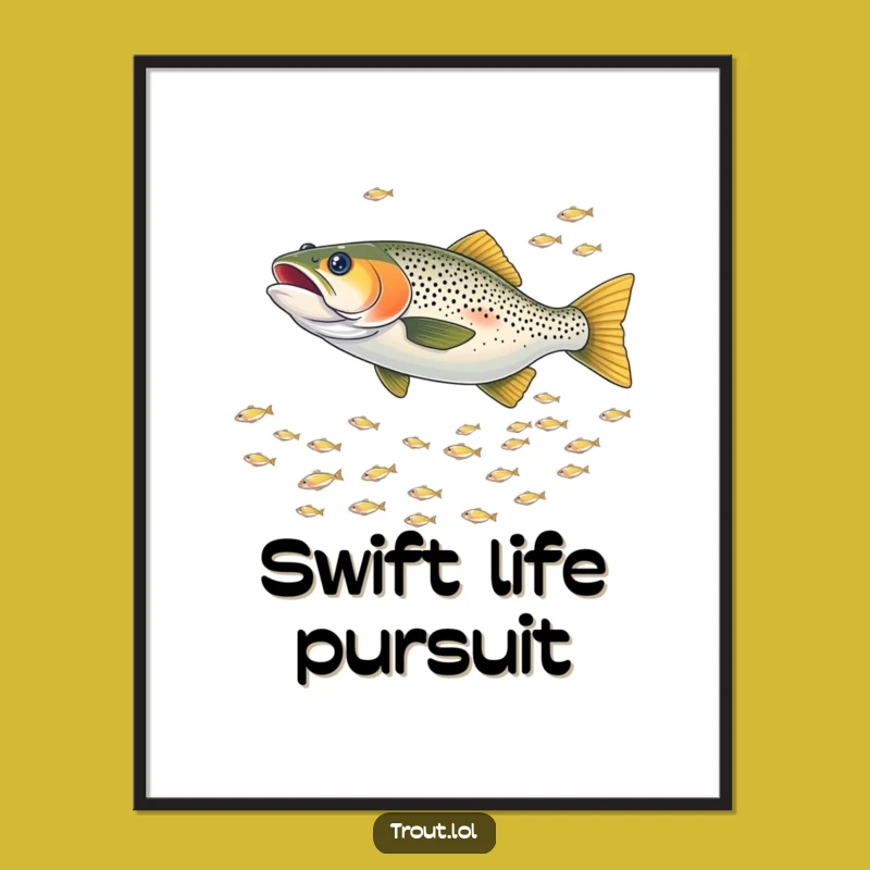 Funny Chasing Trout Digital Print: High-Res Aquatic Art for Dynamic Decor