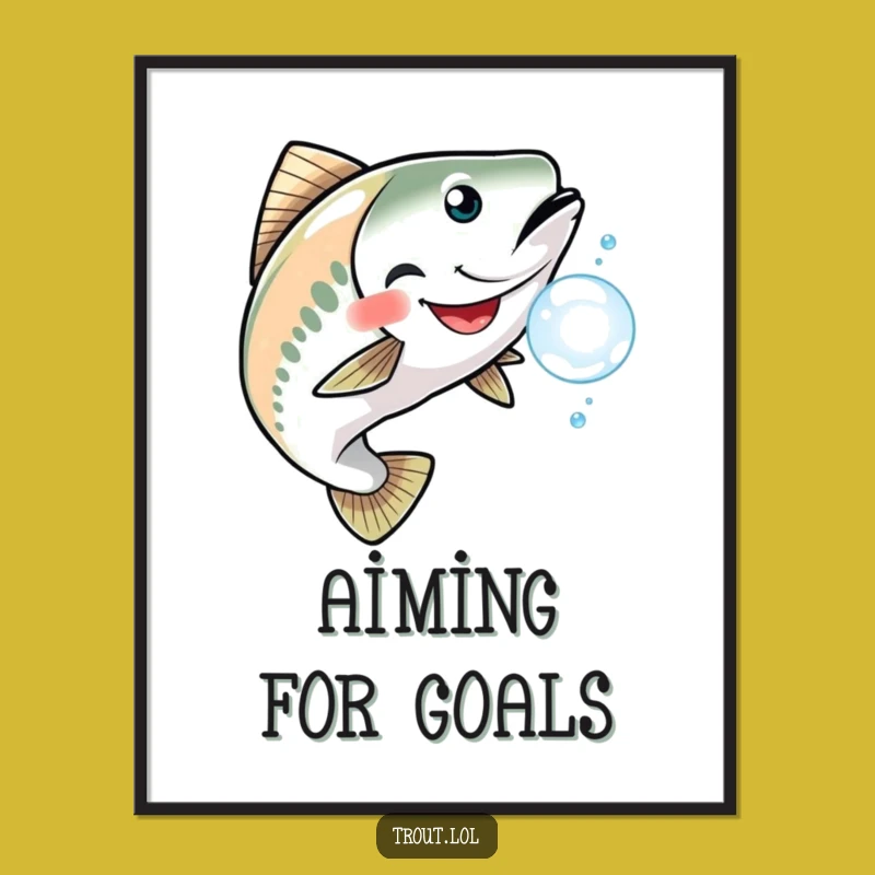 Funny Grinning Trout Digital Art: Chasing Bubble Fun - Instant Playful Decor