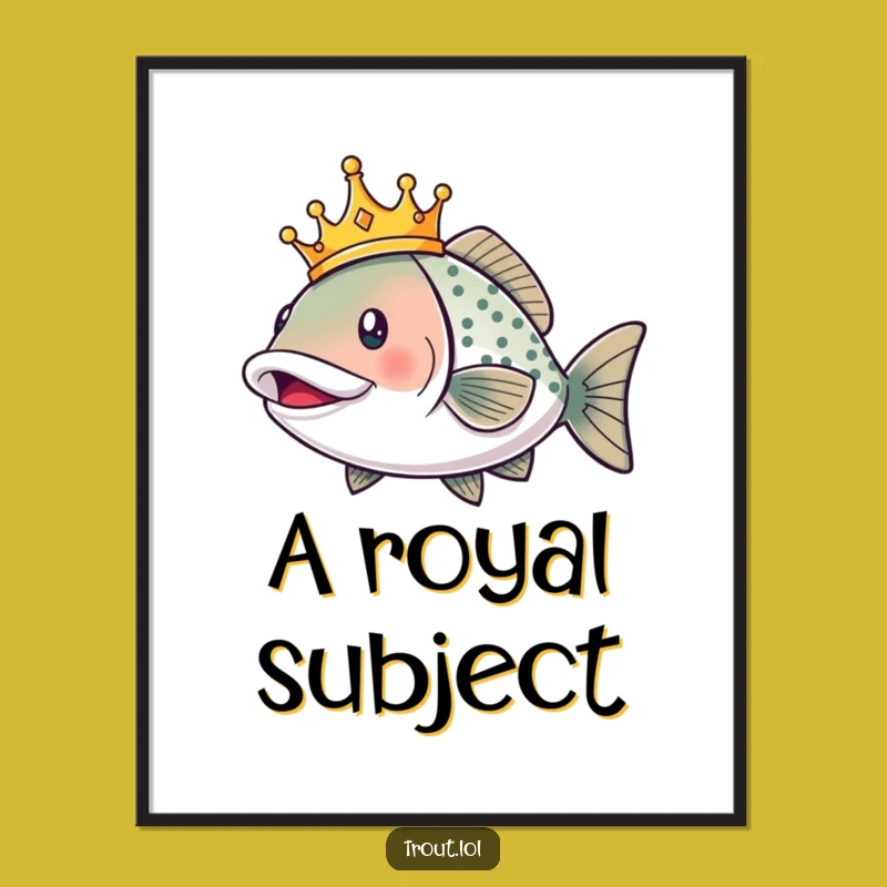 Funny Royal Trout Digital Print: High-Res Aquatic Art for Regal Decor