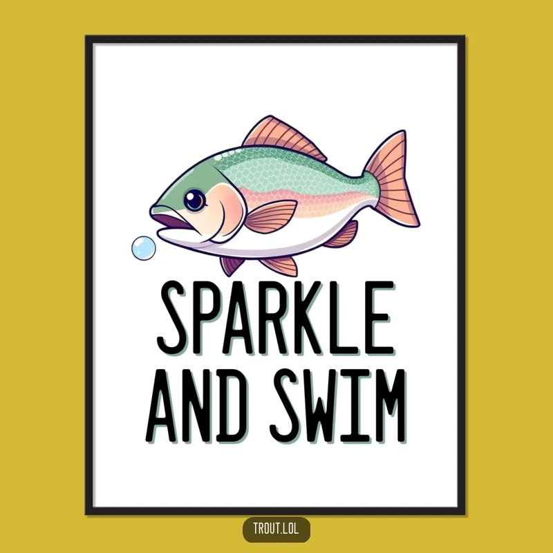 Funny Sparkling Trout Bubble Chase Digital Art - Instant Joy & Funny Gift!