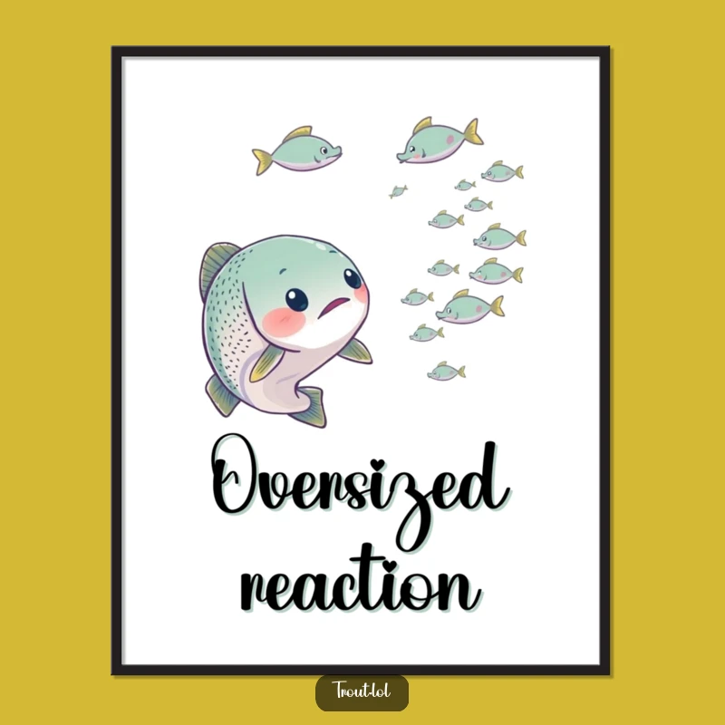 Funny Surprised Trout Digital Art: Comical Surprise for Your Walls