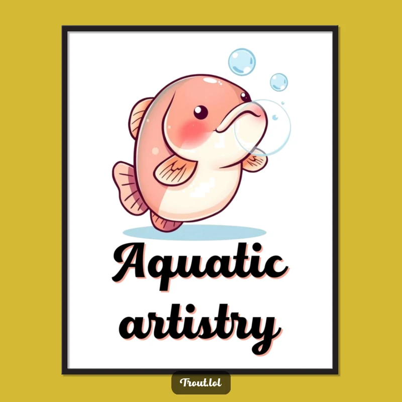 Funny Trout Bubble Digital Art - Playful Decor Gift