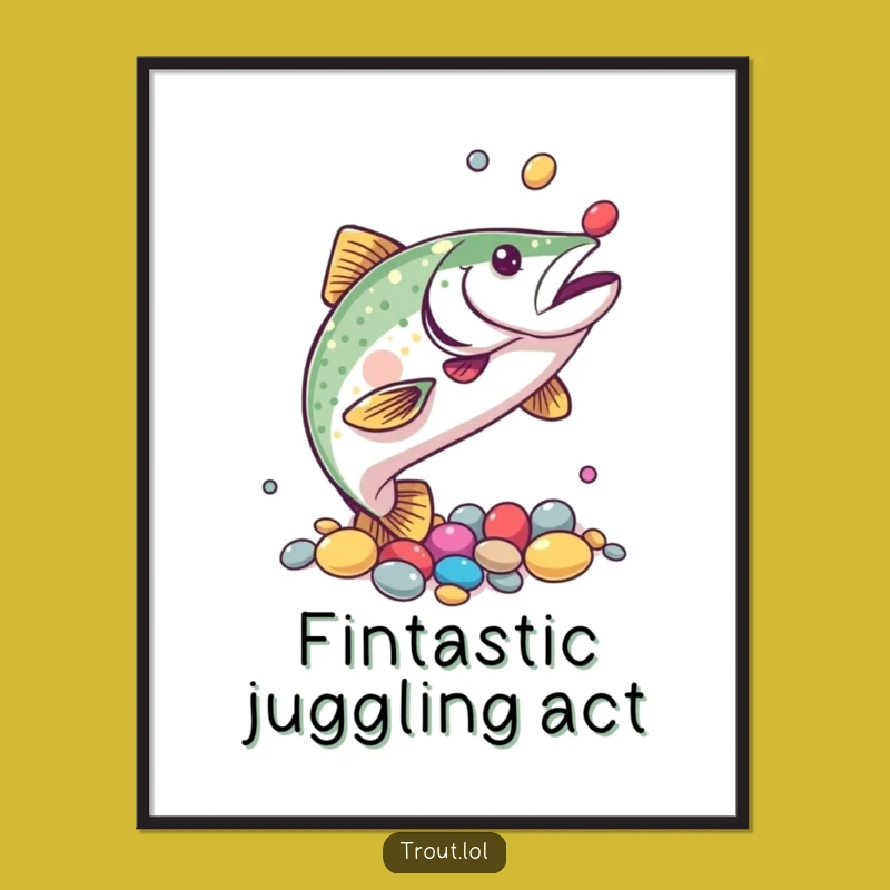 Funny Trout Juggling Digital Art: Playful Skill for Your Walls