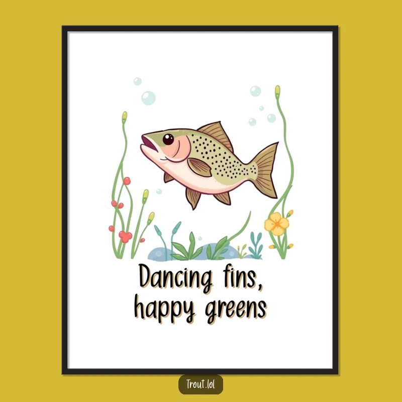 Funny Trout Underwater Dance Digital Art - Instant Aquatic Joy for Your Walls
