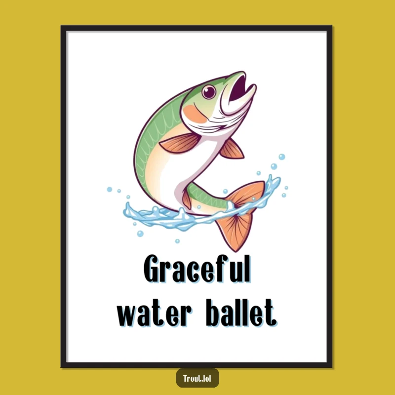 Funny Trout Flip Digital Art: Aquatic Elegance for Your Walls