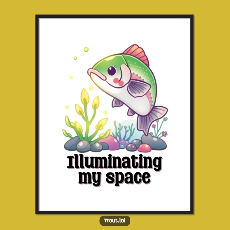 Funny Trout Glowing Plant Digital Art: Instant Humorous Wall Decor Gift