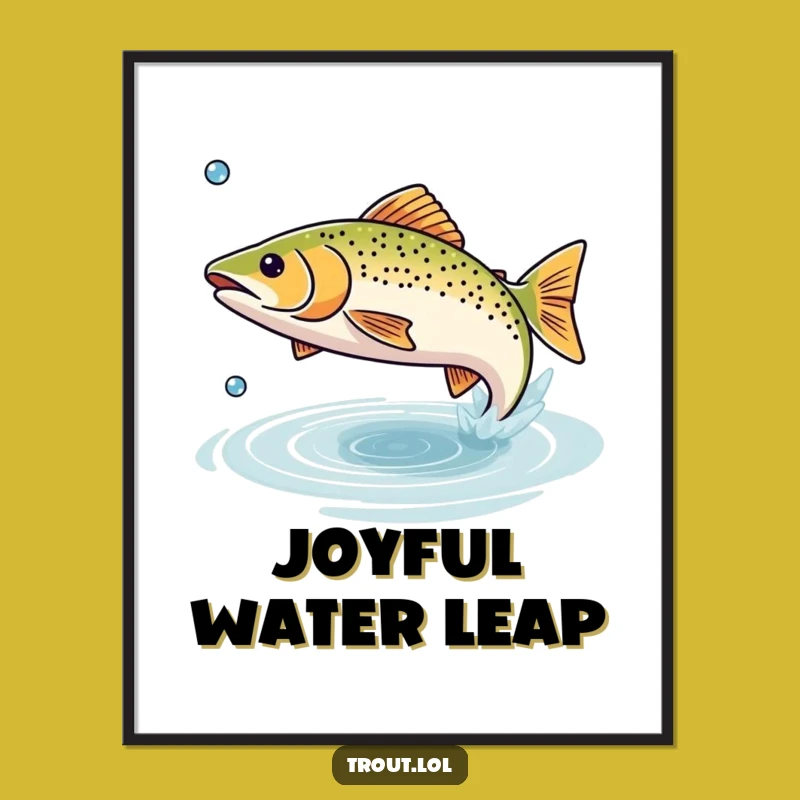 Funny Leaping Trout Art Print: Instant Fishing Fun, Perfect Funny Gift
