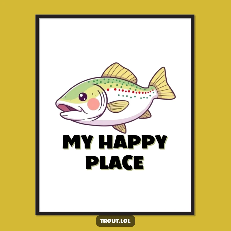 Funny Gliding Trout Digital Art: Joyful Fish Wall Decor, Perfect Funny Gift for Art Lovers