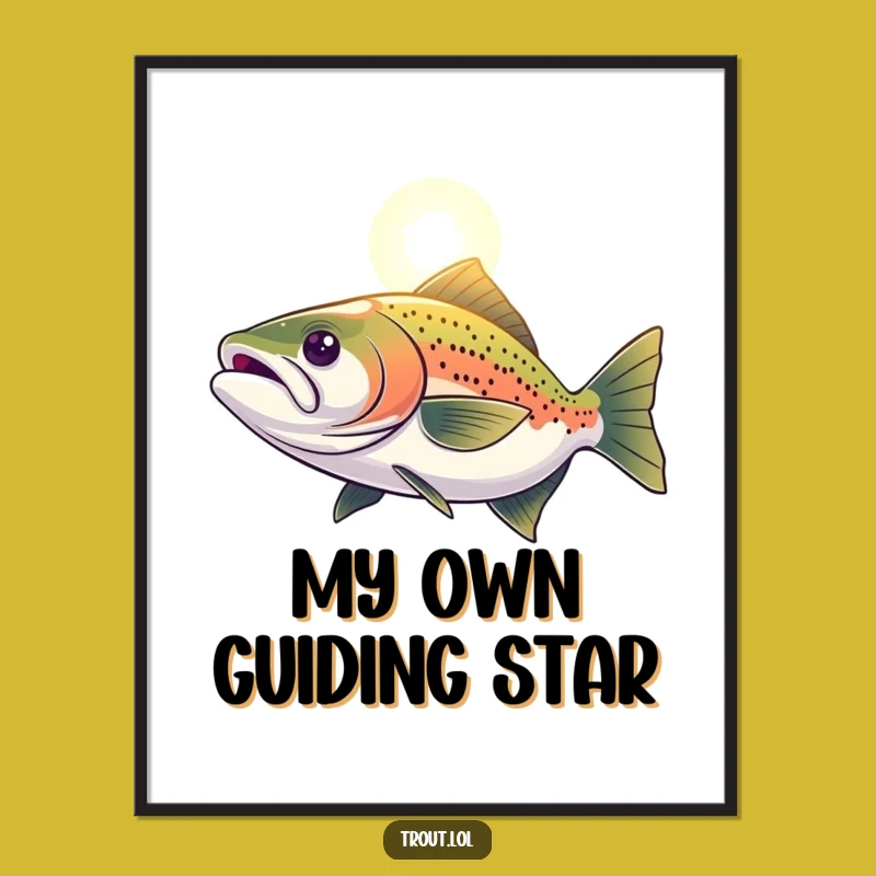 Funny Determined Trout Digital Art: Motivational Fish Wall Decor, Perfect Funny Gift