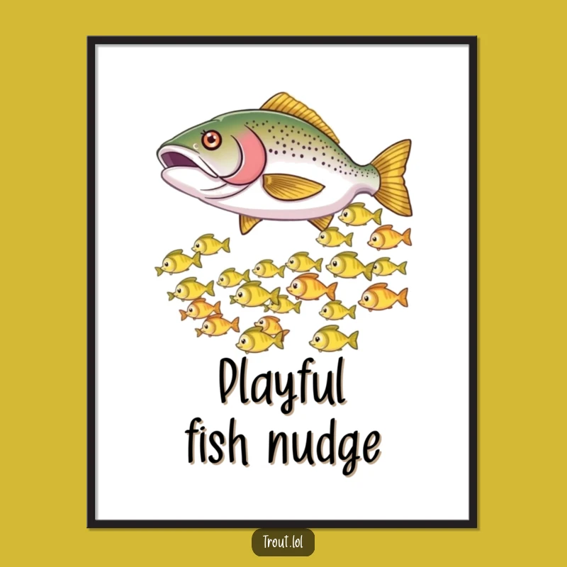 Funny Nudging Trout Digital Art: Instant Aquatic Action for Your Walls!