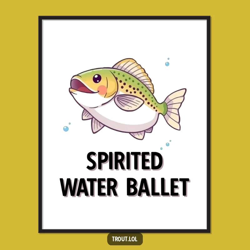 Funny Happy Trout Twirl Digital Art - Bring Aquatic Joy to Your Walls
