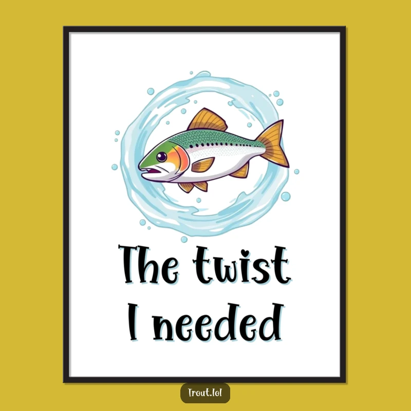 Funny Spinning Trout Digital Print: Instantly Add Humor with this Hilarious Fish Art