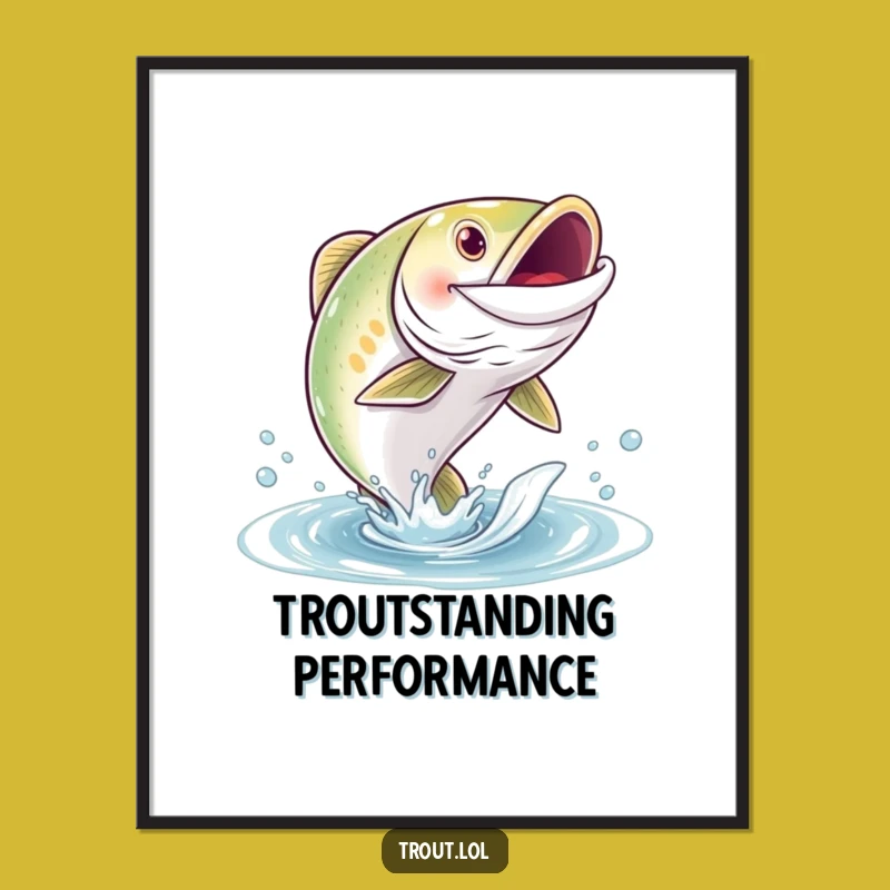 Funny Grinning Trout Digital Art - Instant Aquatic Decor, Perfect Funny Gift