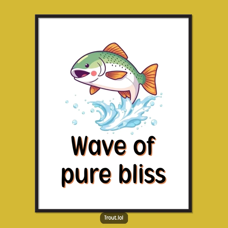 Funny Kawaii Trout Wave Digital Art - Cute Decor Gift