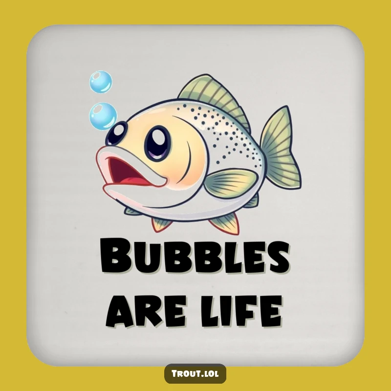 Funny Excited Trout Coaster: Protect Surfaces with Aquatic Charm