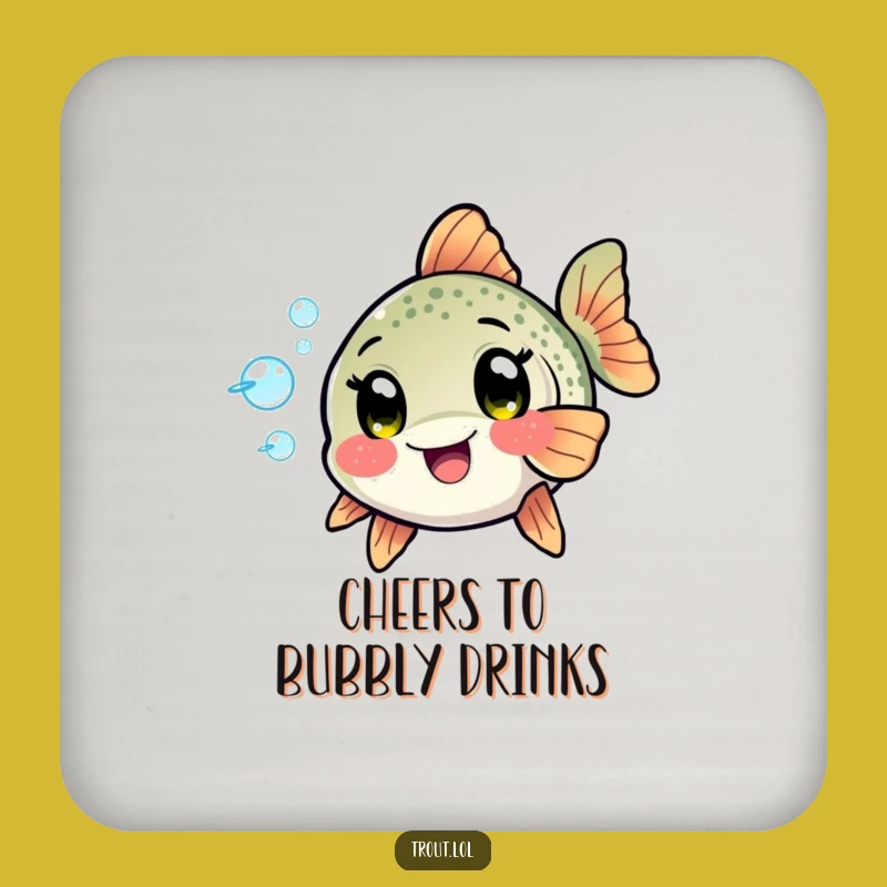 Funny Kawaii Trout Bubbles Coasters: Protect Surfaces with Playful Aquatic Fun