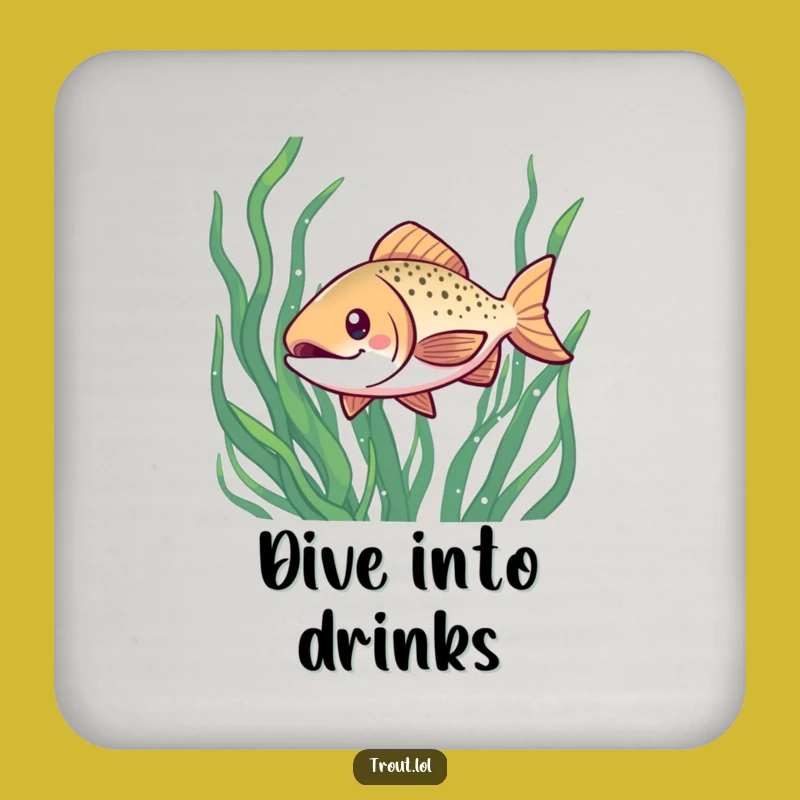 Funny Kawaii Trout Coasters: Seaweed Style, Perfect Aquatic Gift Set