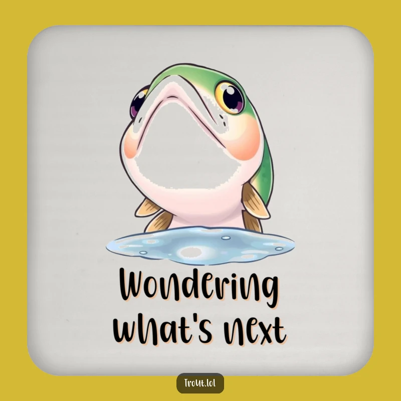 Funny Curious Trout Drink Coaster: Wide Eyes Gazing Upward - Stylish Protection