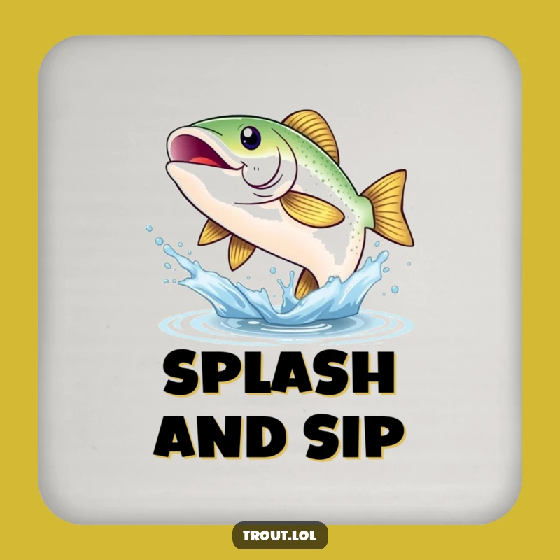 Funny Happy Trout Smile Drink Coaster: Joyful Protection for Surfaces Gift