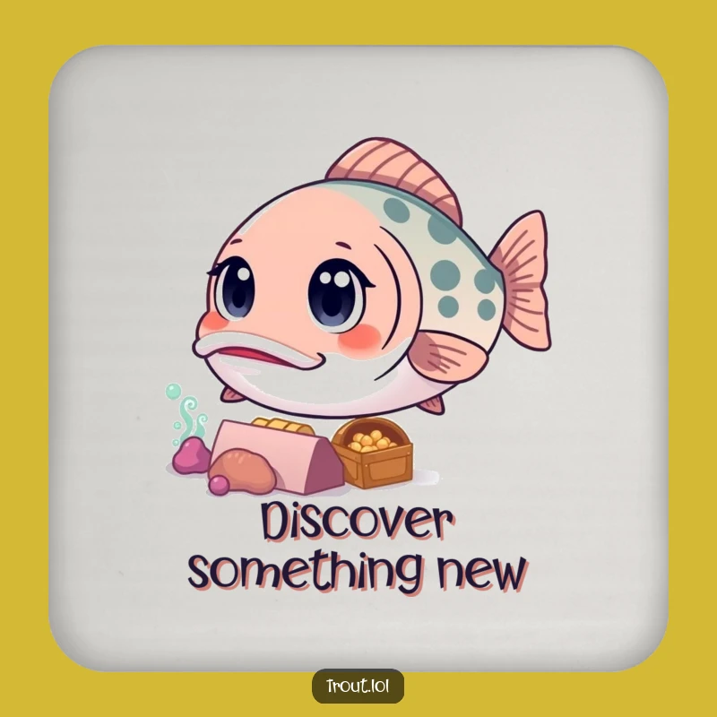 Funny Kawaii Trout Coasters: Treasure Map Style, Perfect Underwater Gift Set
