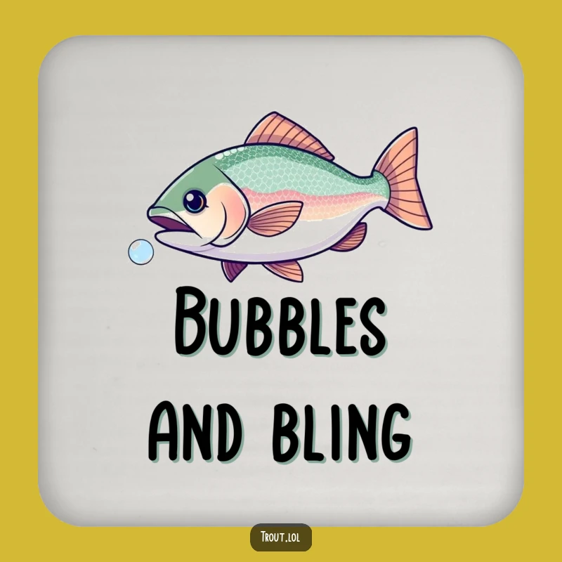 Funny Sparkling Trout Bubble Chase Coaster Set - Protect & Amuse! Hilarious Gift!