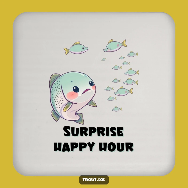 Funny Surprised Trout Coaster: Protect Surfaces with Humorous Shock
