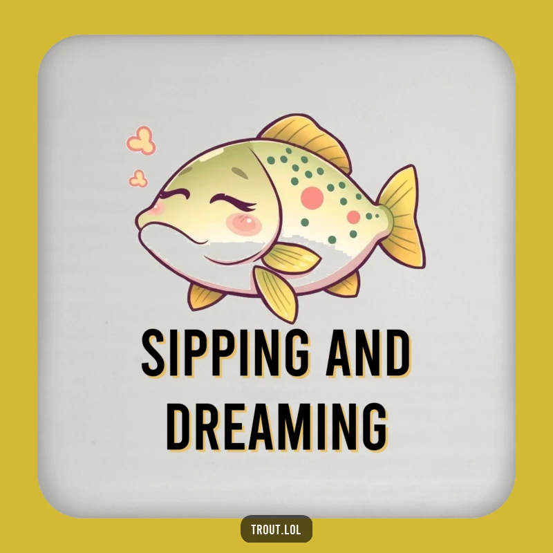 Funny Trout Dream Coaster: Protect Surfaces with Peaceful Vibes!