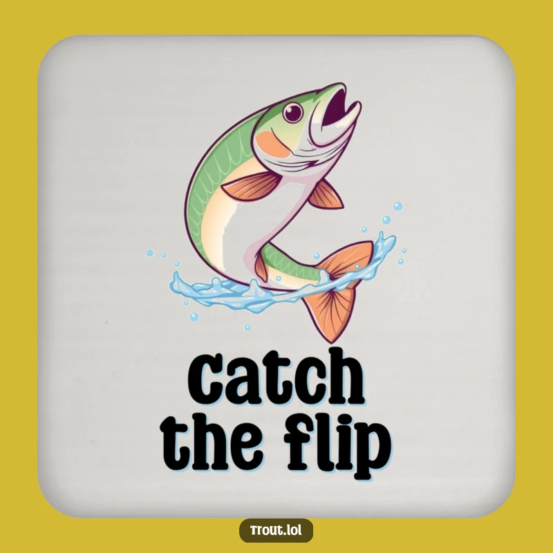 Funny Trout Flip Coaster: Protect Surfaces with Aquatic Humor