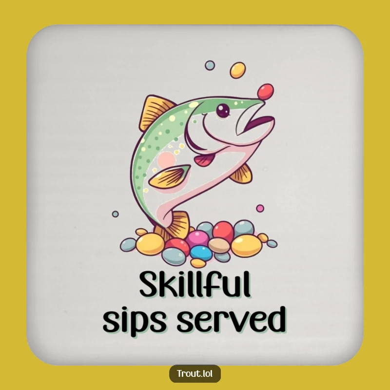 Funny Trout Juggling Coaster: Protect Surfaces with Humorous Skill