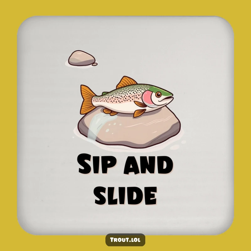 Funny Trout River Slide Drink Coaster - Protect Surfaces with Aquatic Charm
