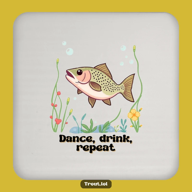 Funny Trout Underwater Dance Drink Coaster - Protect Surfaces with Aquatic Cheer