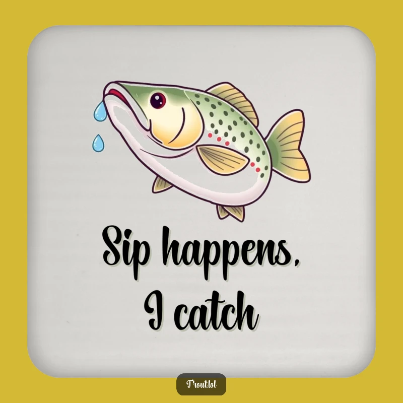 Funny Trout Water Drop Coaster Set - Protect Surfaces with Hilarious Fish Art
