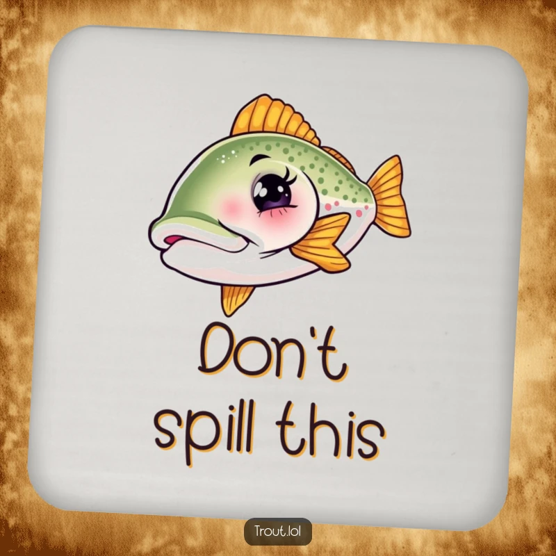 Funny drink coasters showcasing a winking trout, adding a touch of aquatic humor and protecting surfaces from moisture rings with style.