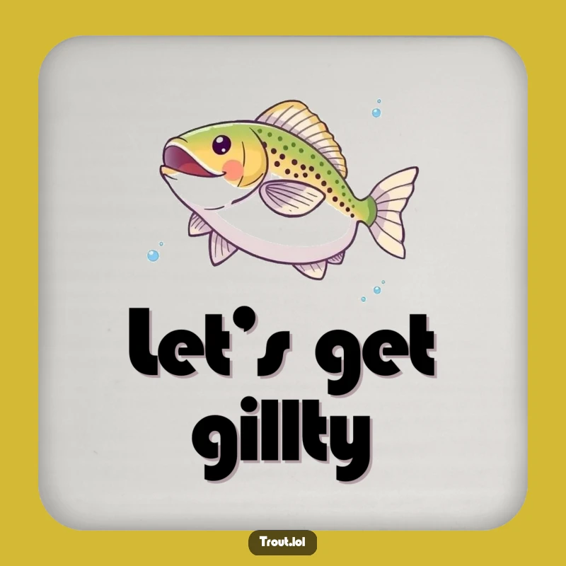 Funny Happy Trout Twirl Coaster - Protect Surfaces with Aquatic Charm