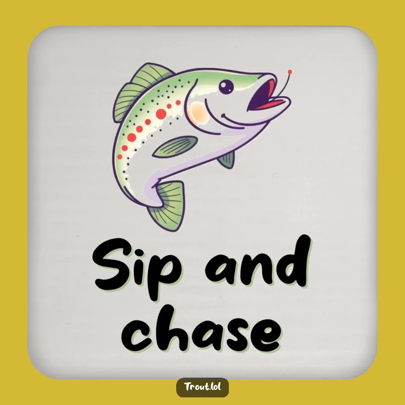 Funny Chasing Trout Drink Coasters - Protect Surfaces with Lively Charm!