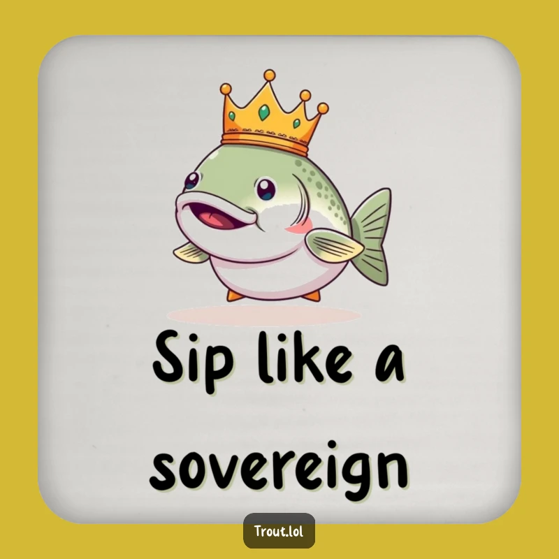 Funny Regal Trout Crown Coaster - Smug Table Top Gift