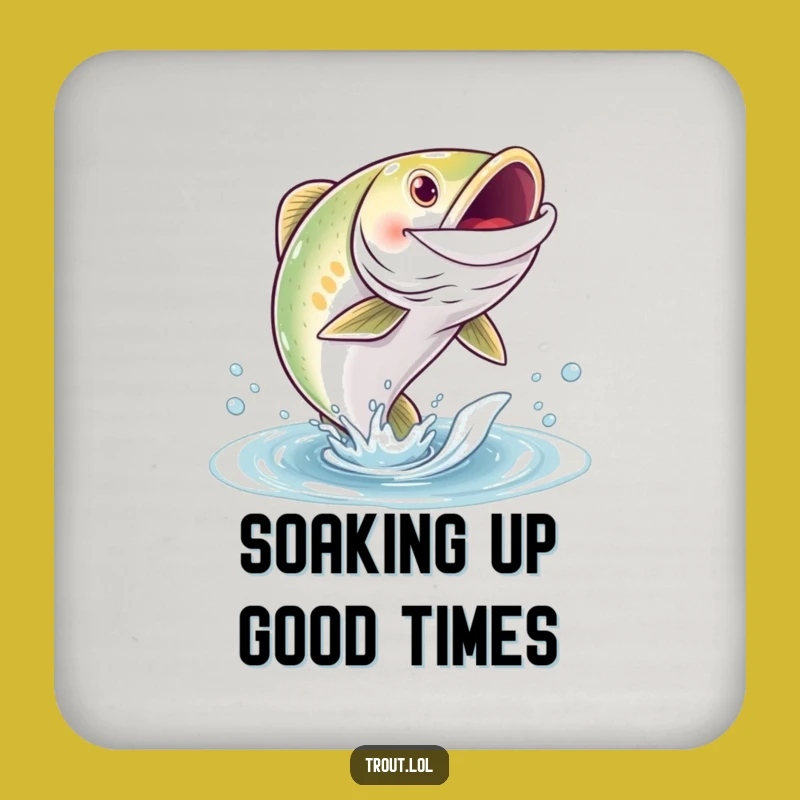 Funny Grinning Trout Drink Coaster - Aquatic Surface Protection, Cute Funny Gift